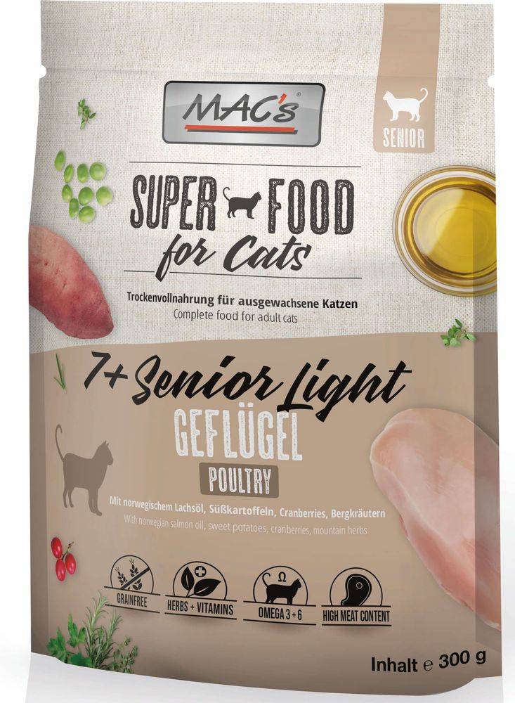 MACS ΤΡΟΦΗ ΓΑΤΑΣ MACS SENIOR GRAIN FREE LIGHT ΠΟΥΛΕΡΙΚΑ (300GR)
