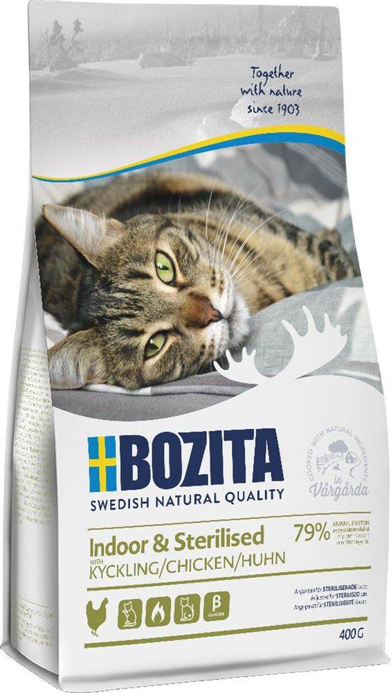 BOZITA ΤΡΟΦΗ ΓΑΤΑΣ BOZITA INDOOR - STERILISED ΚΟΤΟΠΟΥΛΟ (400GR)