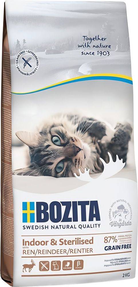 ΤΡΟΦΗ ΓΑΤΑΣ BOZITA INDOOR - STERILISED GRAIN FREE ΤΑΡΑΝΔΟΣ (2KG)