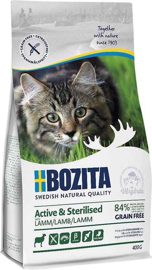 ΤΡΟΦΗ ΓΑΤΑΣ BOZITA ACTIVE - STERILISED GRAIN FREE ΑΡΝΙ (400GR)