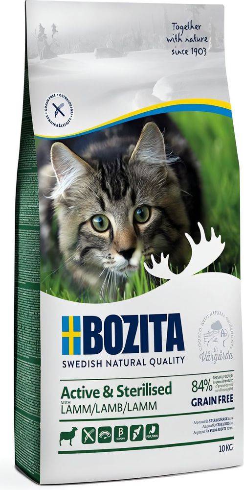 BOZITA ΤΡΟΦΗ ΓΑΤΑΣ BOZITA ACTIVE - STERILISED GRAIN FREE ΑΡΝΙ (10KG)