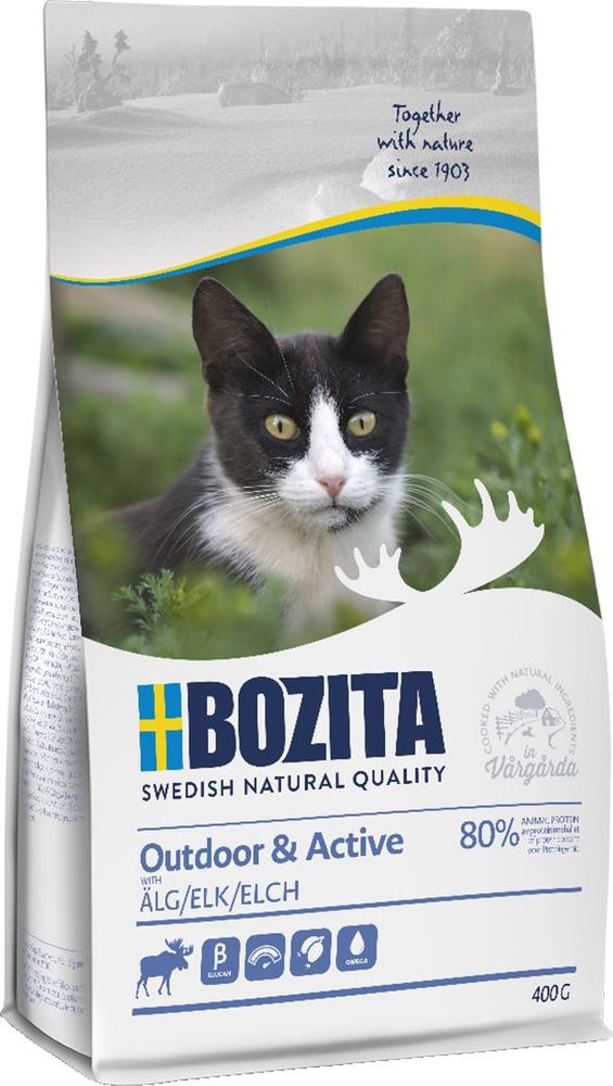 BOZITA ΤΡΟΦΗ ΓΑΤΑΣ BOZITA OUTDOOR - ACTIVE ΕΛΑΦΙ (400GR)