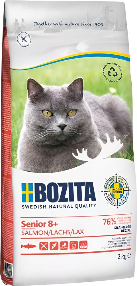 BOZITA ΤΡΟΦΗ ΓΑΤΑΣ BOZITA SENIOR 8+ GRAIN FREE ΣΟΛΟΜΟΣ (2KG)