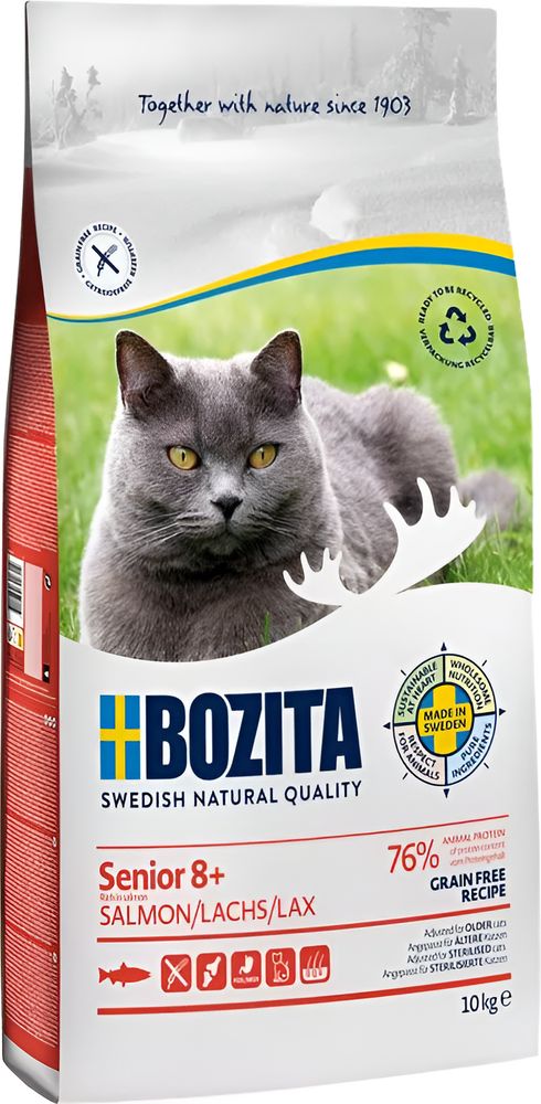 BOZITA ΤΡΟΦΗ ΓΑΤΑΣ BOZITA SENIOR 8+ GRAIN FREE ΣΟΛΟΜΟΣ (10KG)