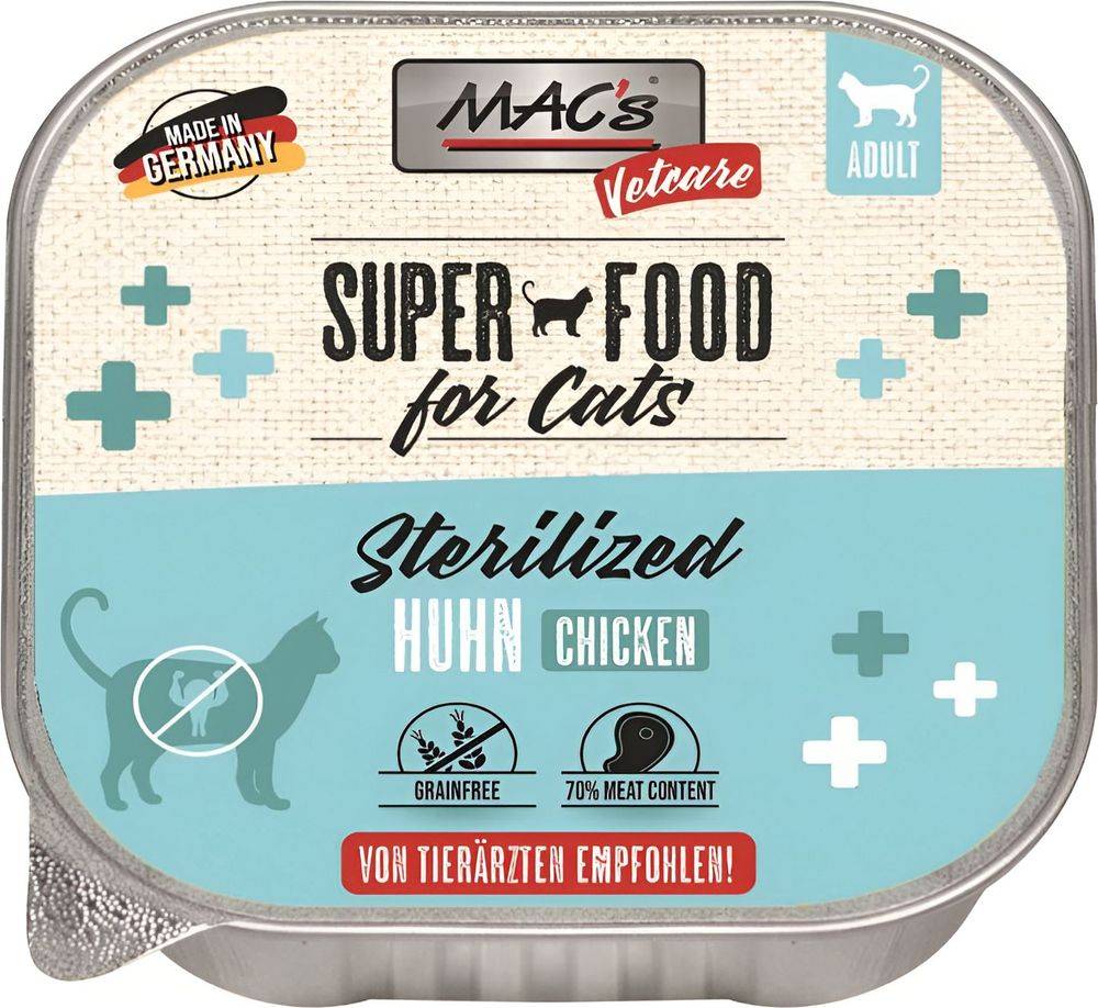 ΥΓΡΗ ΤΡΟΦΗ ΓΑΤΑΣ MACS VETCARE STERILIZED ΚΟΤΟΠΟΥΛΟ (100GR)