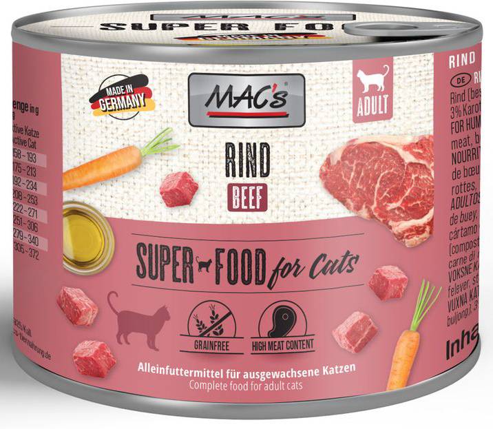 ΚΟΝΣΕΡΒΑ ΓΑΤΑΣ MACS ΜΕ ΒΟΔΙΝΟ (200GR)