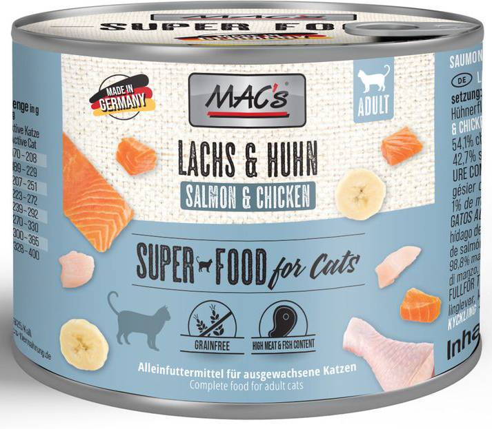 MACS ΚΟΝΣΕΡΒΑ ΓΑΤΑΣ MACS ΜΕ ΣΟΛΟΜΟ - ΚΟΤΟΠΟΥΛΟ (200GR)