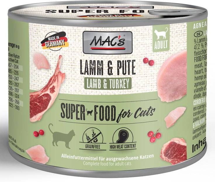 ΚΟΝΣΕΡΒΑ ΓΑΤΑΣ MACS ΜΕ ΑΡΝΙ - ΓΑΛΟΠΟΥΛΑ (200GR) MACS