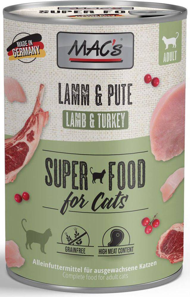 ΚΟΝΣΕΡΒΑ ΓΑΤΑΣ MACS ΜΕ ΑΡΝΙ - ΓΑΛΟΠΟΥΛΑ (400GR) MACS