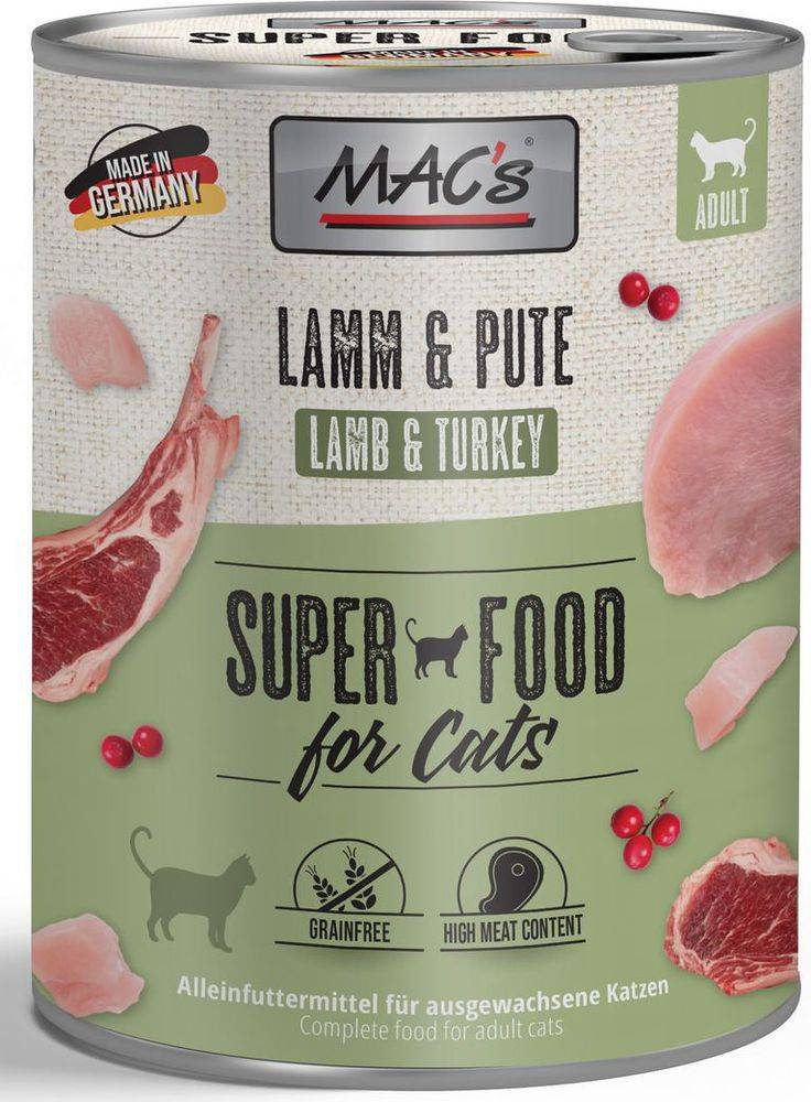 ΚΟΝΣΕΡΒΑ ΓΑΤΑΣ MACS ΜΕ ΑΡΝΙ - ΓΑΛΟΠΟΥΛΑ (800GR) MACS