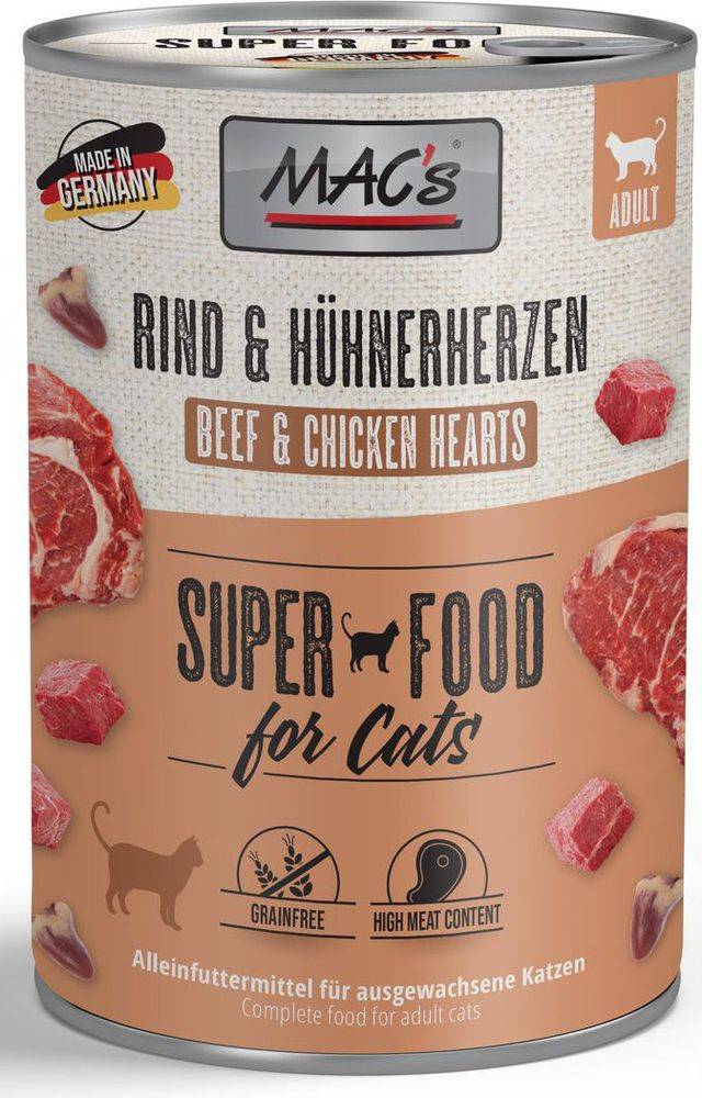 ΚΟΝΣΕΡΒΑ ΓΑΤΑΣ MACS ΜΕ ΜΟΣΧΑΡΙ - ΚΑΡΔΙΕΣ ΚΟΤΟΠΟΥΛΟΥ (400GR)