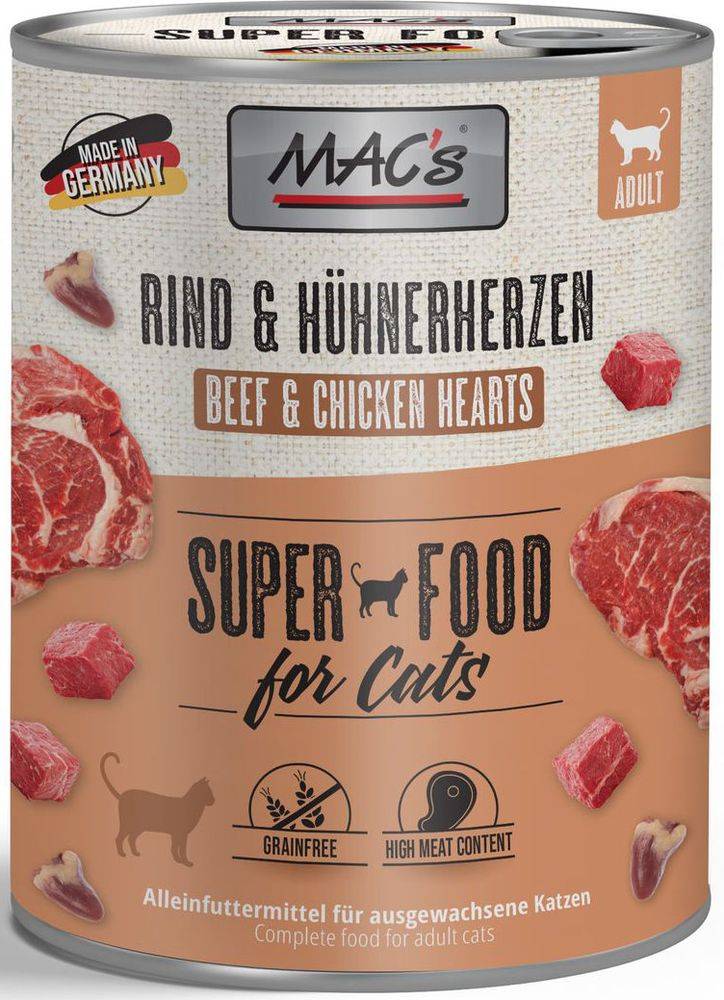 ΚΟΝΣΕΡΒΑ ΓΑΤΑΣ MACS ΜΕ ΜΟΣΧΑΡΙ - ΚΑΡΔΙΕΣ ΚΟΤΟΠΟΥΛΟΥ (800GR) MACS