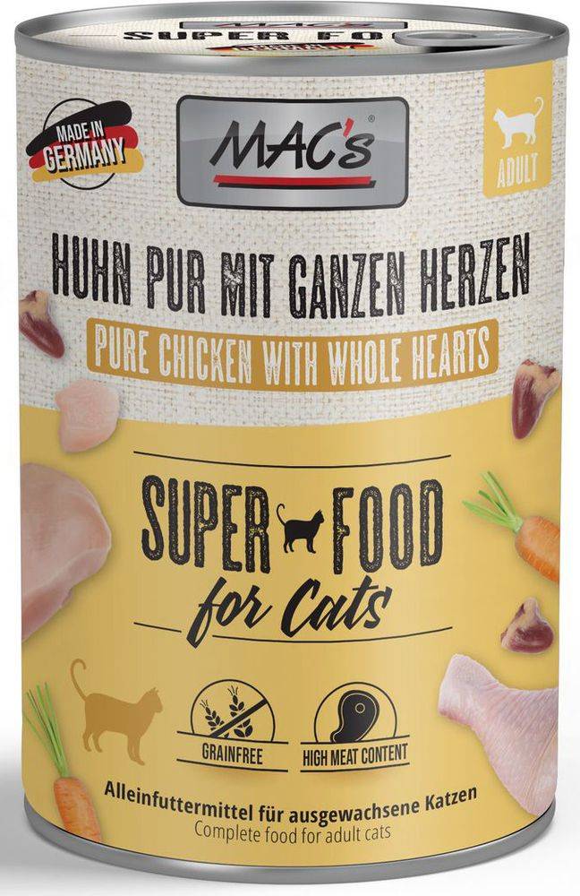 ΚΟΝΣΕΡΒΑ ΓΑΤΑΣ MACS ΜΕ ΚΟΤΟΠΟΥΛΟ ΜΕ ΟΛΟΚΛΗΡΕΣ ΚΑΡΔΙΕΣ (400GR) MACS