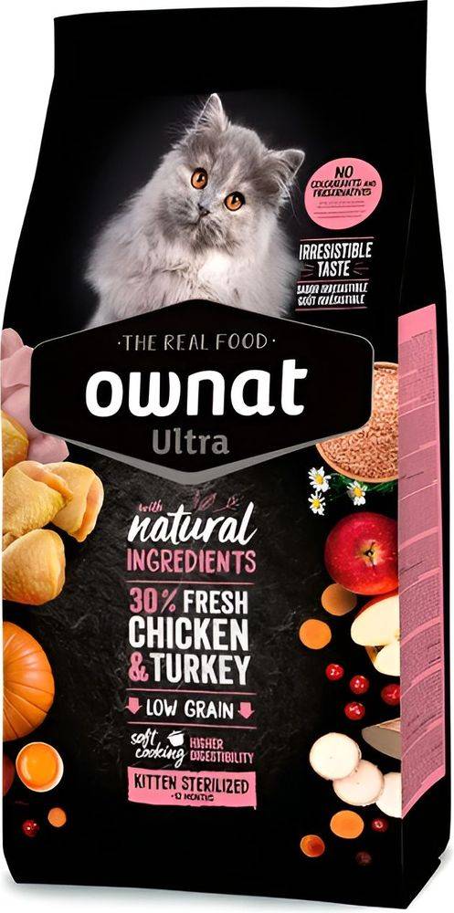 OWNAT ΤΡΟΦΗ ΓΑΤΑΣ OWNAT ULTRA KITTEN STERILIZED LOW GRAIN ΜΕ ΚΟΤΟΠΟΥΛΟ - ΓΑΛΟΠΟΥΛΑ (400GR)