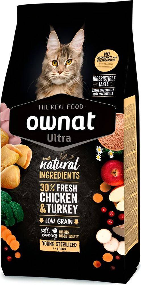 ΤΡΟΦΗ ΓΑΤΑΣ OWNAT ULTRA YOUNG STERILIZED LOW GRAIN ΜΕ ΚΟΤΟΠΟΥΛΟ - ΓΑΛΟΠΟΥΛΑ (400GR)