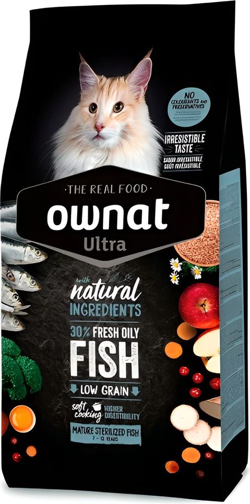OWNAT ΤΡΟΦΗ ΓΑΤΑΣ OWNAT ULTRA MATURE STERILIZED LOW GRAIN ΜΕ ΨΑΡΙ (1,5KG)