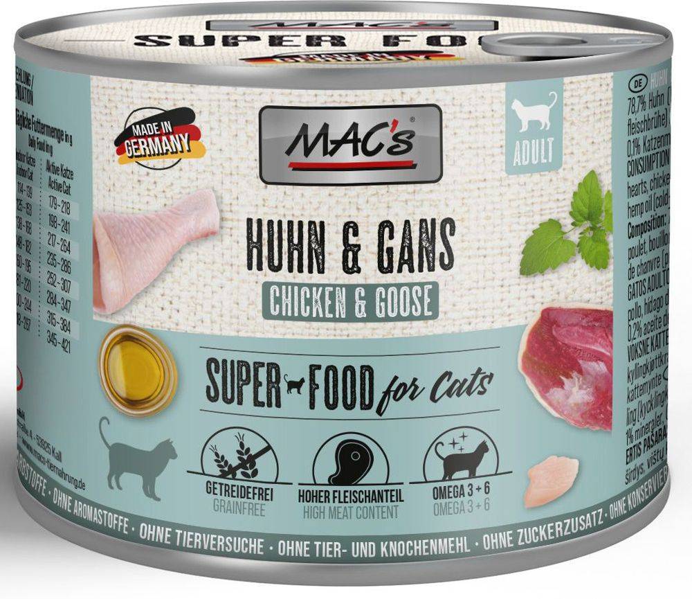 ΚΟΝΣΕΡΒΑ ΓΑΤΑΣ MACS ΜΕ ΚΟΤΟΠΟΥΛΟ - ΧΗΝΑ (200GR)