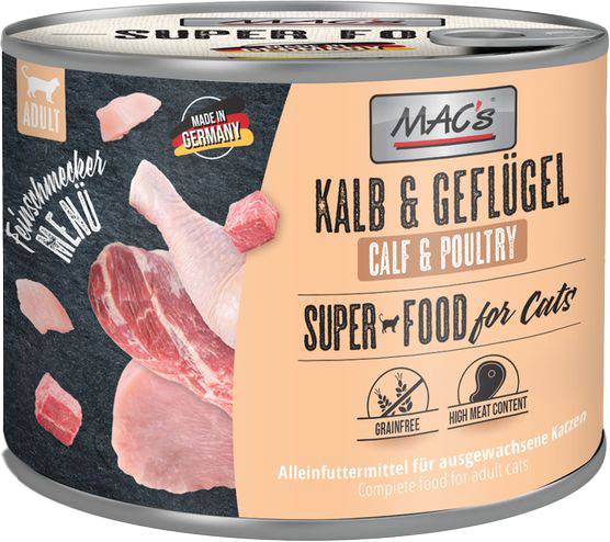 ΚΟΝΣΕΡΒΑ ΓΑΤΑΣ MACS GOURMET FEINSCHMECKER ΜΟΣΧΑΡΑΚΙ - ΠΟΥΛΕΡΙΚΑ (200GR) MACS