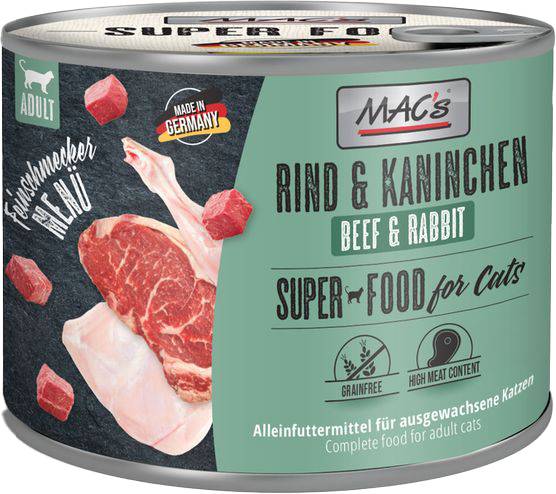 ΚΟΝΣΕΡΒΑ ΓΑΤΑΣ MACS GOURMET FEINSCHMECKER ΒΟΔΙΝΟ - ΚΟΥΝΕΛΙ (200GR) MACS