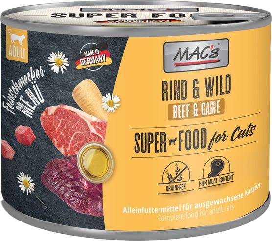 ΚΟΝΣΕΡΒΑ ΓΑΤΑΣ MACS GOURMET FEINSCHMECKER ΜΟΣΧΑΡΙ - ΚΥΝΗΓΙ (200GR) MACS