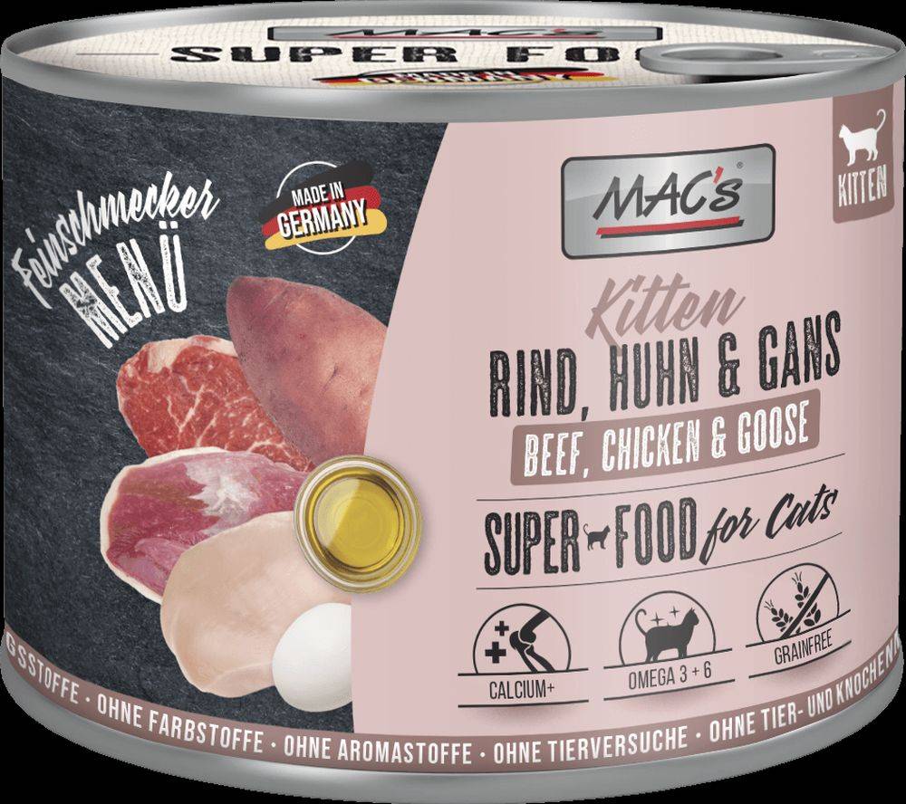 ΚΟΝΣΕΡΒΑ ΓΑΤΑΣ MACS GOURMET FEINSCHMECKER ΜΟΣΧΑΡΙ ΚΟΤΟΠΟΥΛΟ - ΧΗΝΑ (200GR) MACS