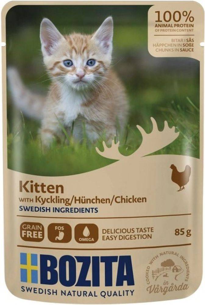 BOZITA ΦΑΚΕΛΑΚΙ ΓΑΤΑΣ BOZITA KITTEN POUCH ΣΕ ΣΑΛΤΣΑ ΚΟΤΟΠΟΥΛΟ (85GR)
