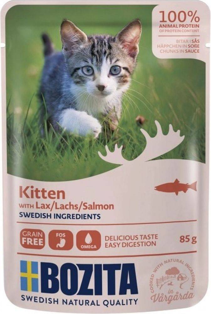 ΦΑΚΕΛΑΚΙ ΓΑΤΑΣ BOZITA KITTEN POUCH ΣΕ ΣΑΛΤΣΑ ΣΟΛΟΜΟΣ (85GR)
