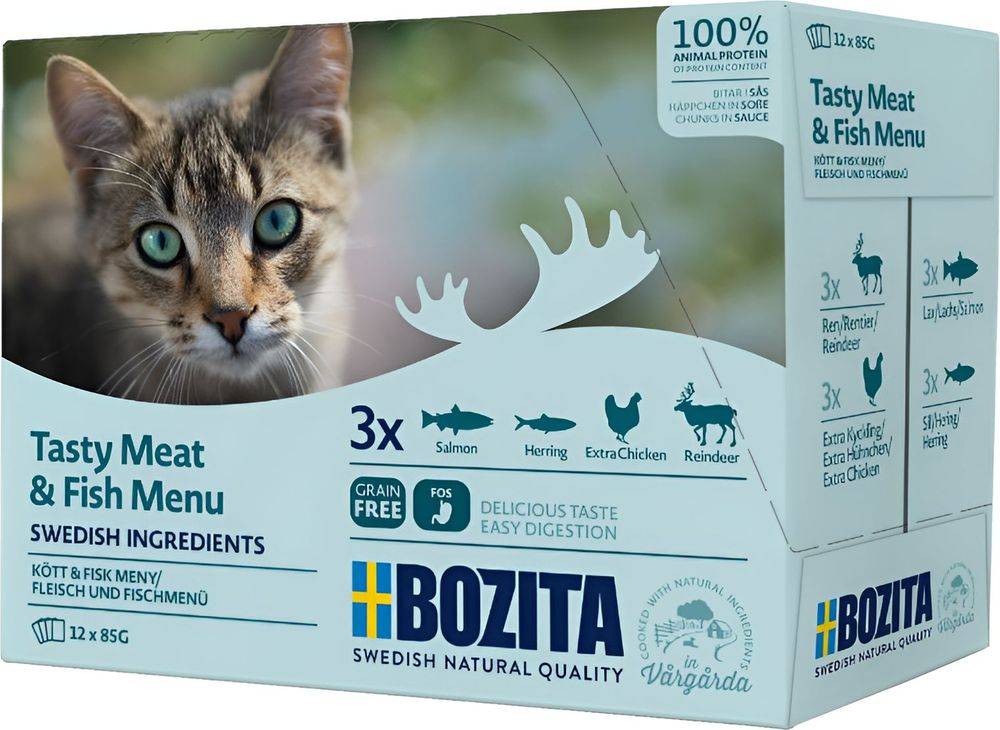BOZITA ΦΑΚΕΛΑΚΙΑ ΓΑΤΑΣ BOZITA MULTIBOX MEAT - FISH MENU (12ΤΜΧ X 85GR)