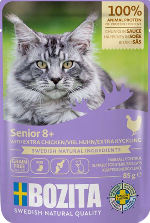 ΦΑΚΕΛΑΚΙ ΓΑΤΑΣ BOZITA SENIOR 8+ POUCH ΣΕ ΣΑΛΤΣΑ EXTRA ΚΟΤΟΠΟΥΛΟ (85GR) BOZITA