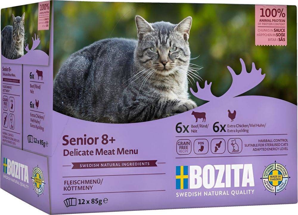ΦΑΚΕΛΑΚΙΑ ΓΑΤΑΣ BOZITA SENIOR 8+ MULTIBOX ΣΕ ΣΑΛΤΣΑ (12ΤΜΧ X85GR) BOZITA
