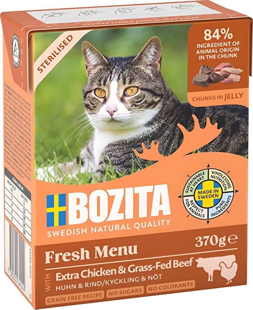 BOZITA ΥΓΡΗ ΤΡΟΦΗ BOZITA CHUNKS STERILISED IN JELLY ΚΟΤΟΠΟΥΛΟ - ΜΟΣΧΑΡΙ (370GR)