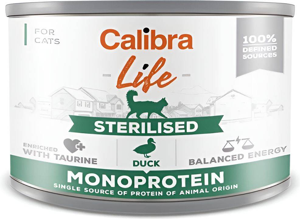 ΚΟΝΣΕΡΒΑ ΓΑΤΑΣ CALIBRA CAT LIFE CAN STERILISED ΠΑΠΙΑ (200GR) CALIBRA