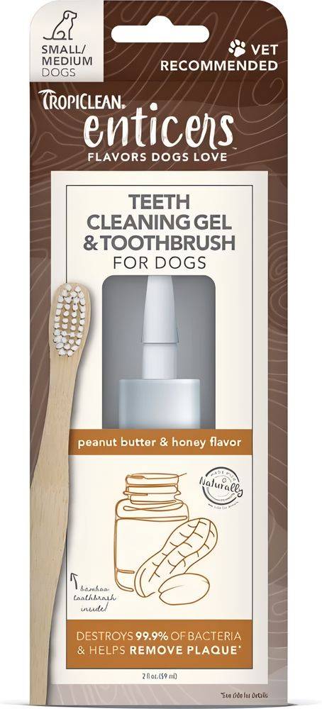ΚΙΤ ΦΡΟΝΤΙΔΑΣ ΔΟΝΤΙΩΝ TROPICLEAN TEETH CLEANING GEL PEANUT BUTTER AND HONEY SMALL/MEDIUM TROPICLEAN