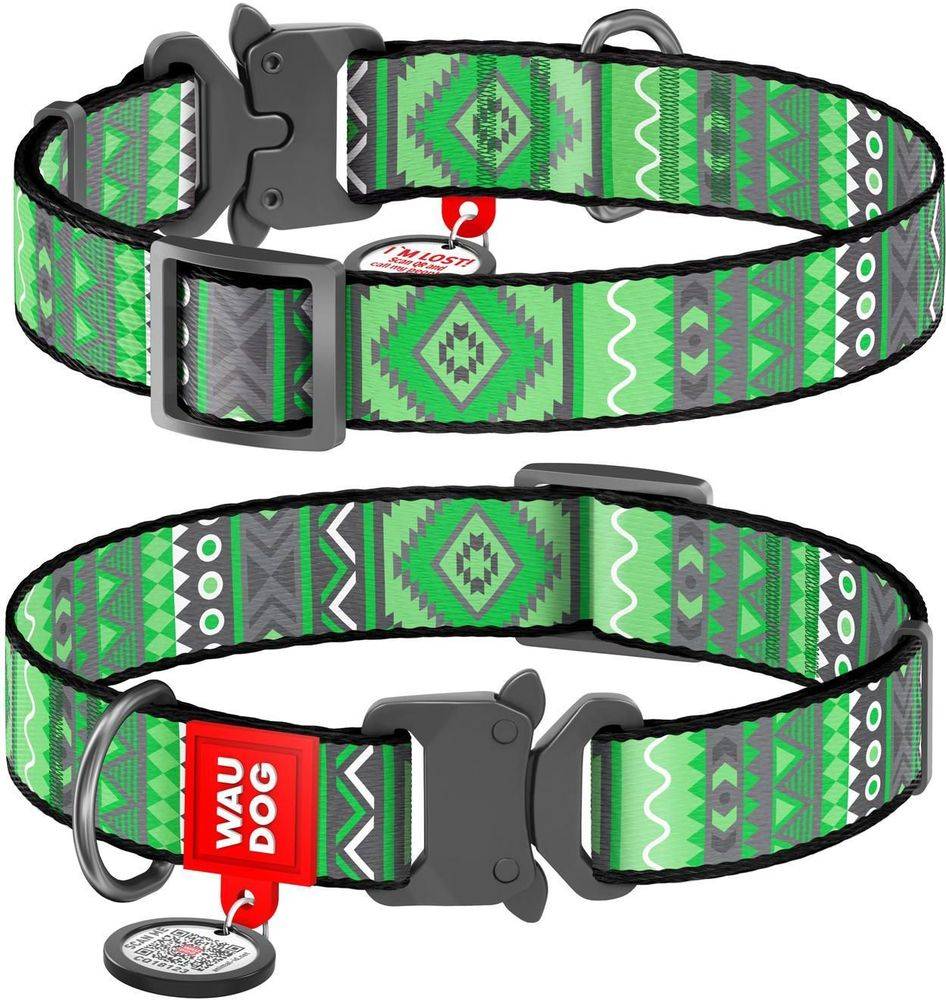 ΠΕΡΙΛΑΙΜΙΟ WAUDOG ETNO GREEN METAL FASTEX (20MM / 24-40CM) WAUDOG
