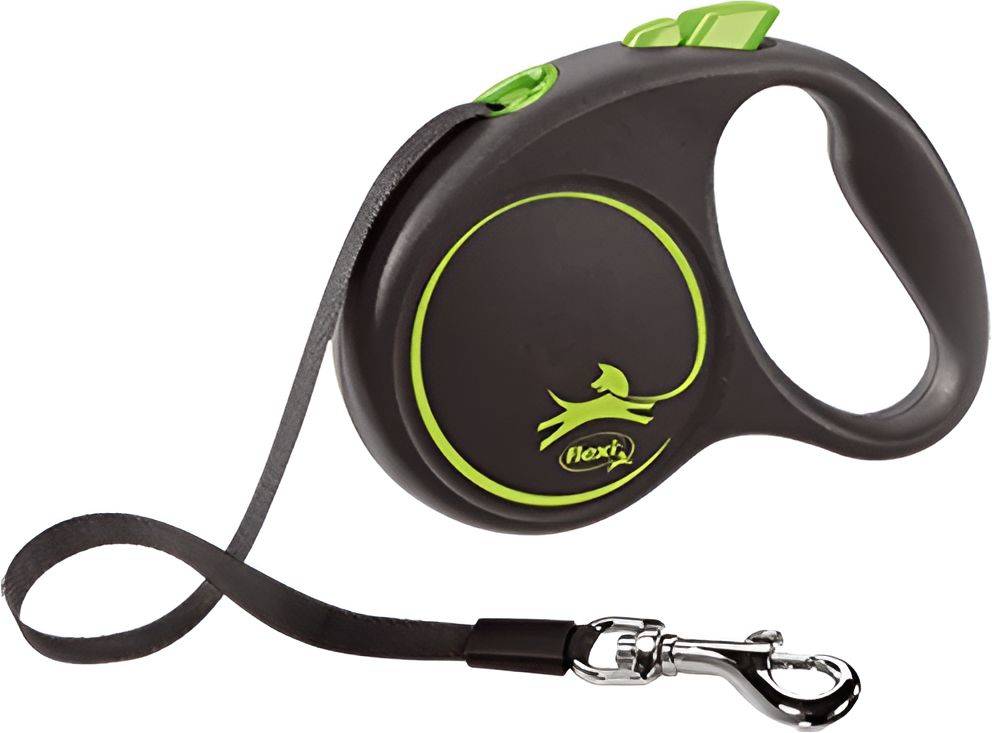 ΟΔΗΓΟΣ FLEXI BLACK DESIGN TAPE LEAD ΜΑΥΡΟ ΠΡΑΣΙΝΟ SMALL 5Μ ΕΩΣ 15KG FLEXI