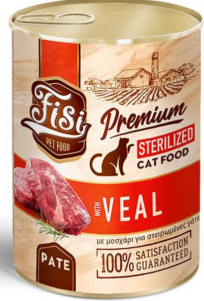 ΚΟΝΣΕΡΒΑ ΓΑΤΑΣ FISI STERILIZED ΜΟΣΧΑΡΙ ΠΑΤΕ (400GR) FISI