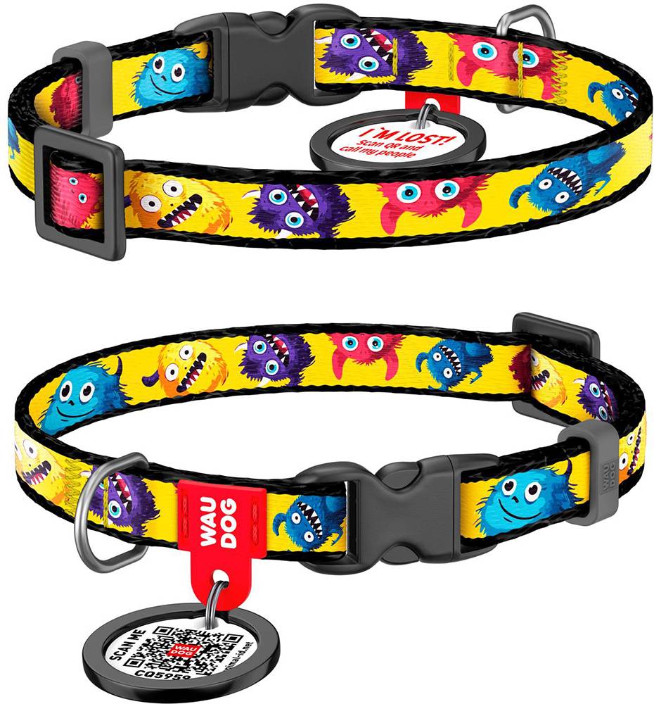 ΠΕΡΙΛΑΙΜΙΟ WAUDOG FURRY MONSTERS PLASTIC FASTEX M (20MM / 28-40CM) WAUDOG
