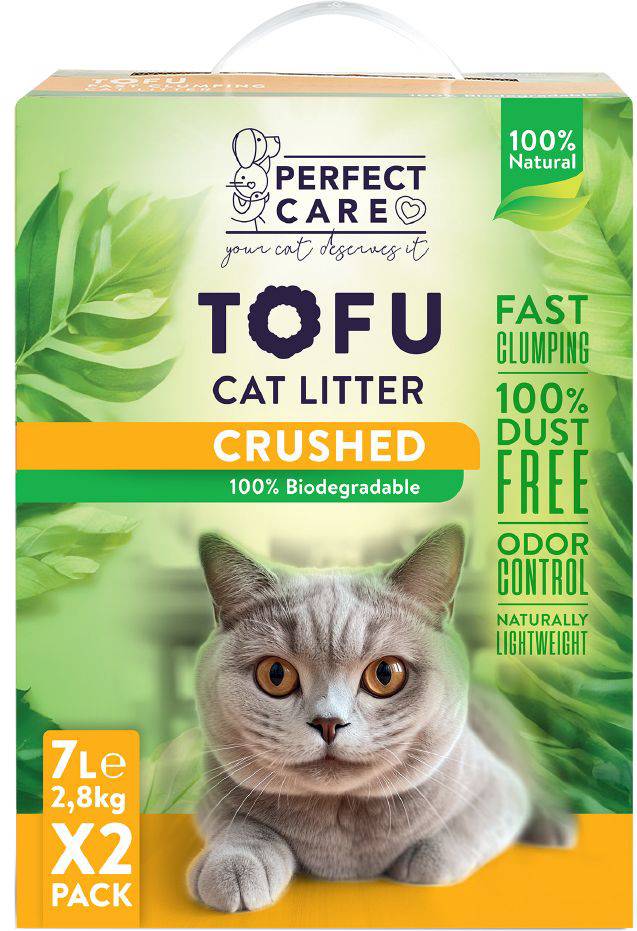 ΑΜΜΟΣ PERFECT CARE CAT LITTER CRUSHED TOFU ΦΥΣΙΚΟ ΑΡΩΜΑ 14L (2 X 7L)