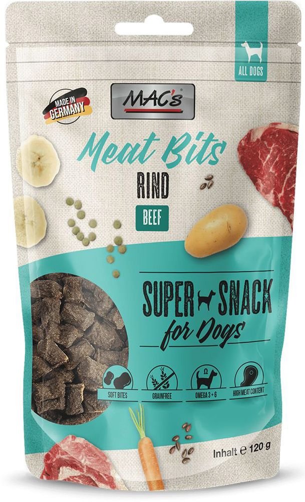 ΣΝΑΚ ΣΚΥΛΟΥ MACS MEAT BITS GRAIN FREE ΜΕ ΒΟΔΙΝΟ (120GR)