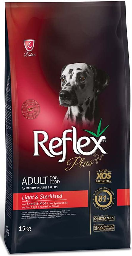 REFLEX PLUS ΤΡΟΦΗ REFLEX PLUS MEDIUM - LARGE LIGHT - STERILISED ΑΡΝΙ - ΡΥΖΙ (15KG)