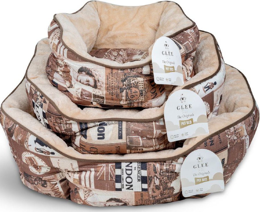 ΚΡΕΒΑΤΙ ΣΚΥΛΟΥ GLEE EXCLUSIVE LONDON ΟΒΑΛ ΚΑΦΕ ΜΠΕΖ (70X62X18CM) GLEE