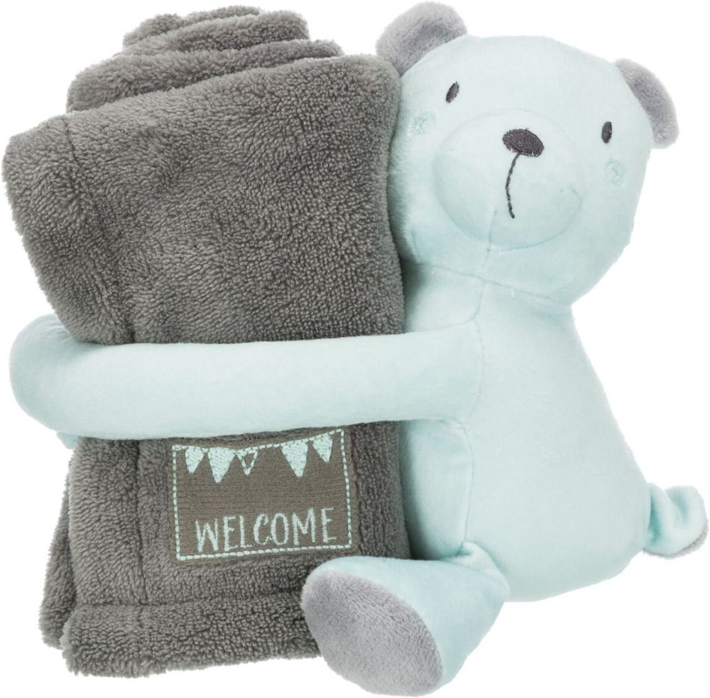 ΚΟΥΒΕΡΤΑ - ΠΑΙΧΝΙΔΙ ΣΚΥΛΟΥ TRIXIE JUNIOR CUDDLY SET ΓΚΡΙ ΜΕΝΤΑ (75X50CM) TRIXIE