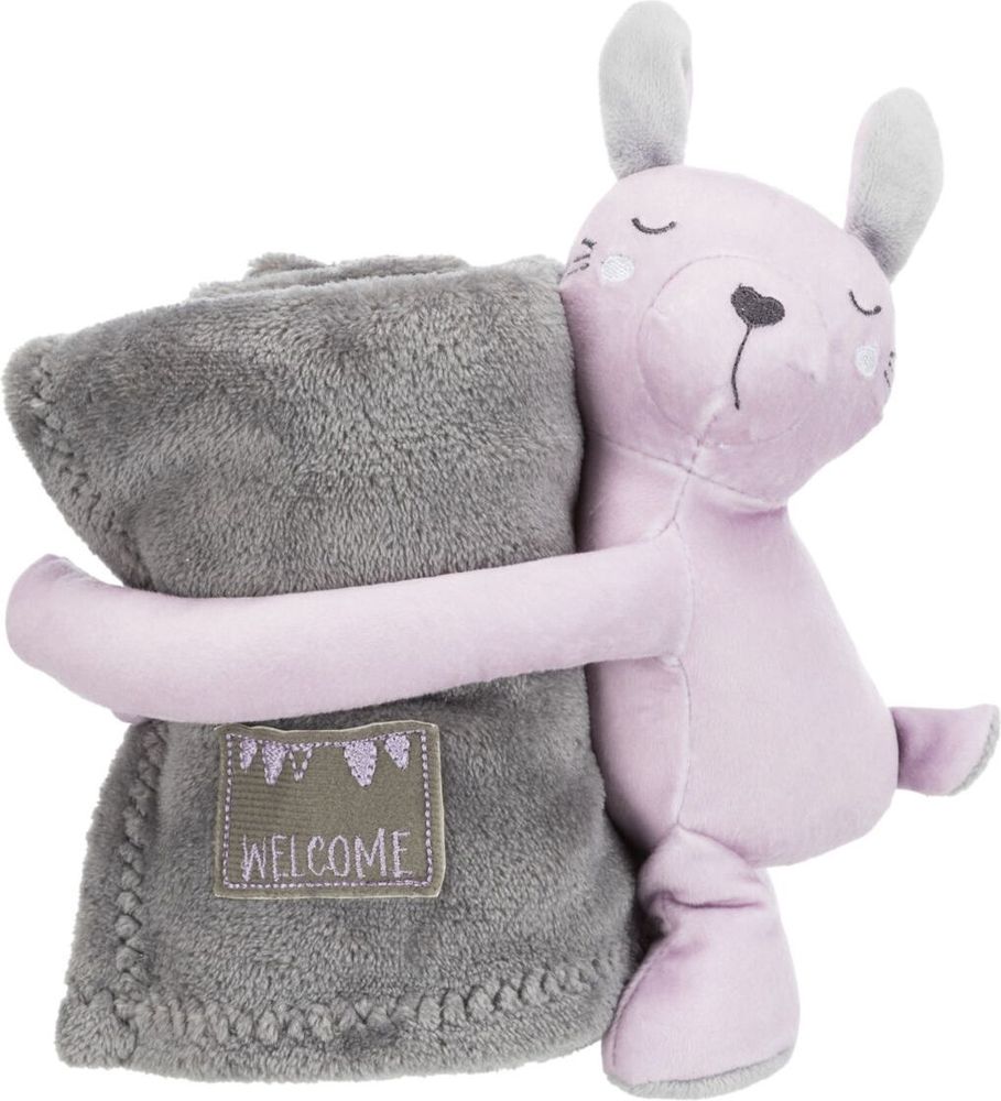 TRIXIE ΚΟΥΒΕΡΤΑ - ΠΑΙΧΝΙΔΙ ΣΚΥΛΟΥ TRIXIE JUNIOR CUDDLY SET ΓΚΡΙ ΛΙΛΑ (75X50CM)