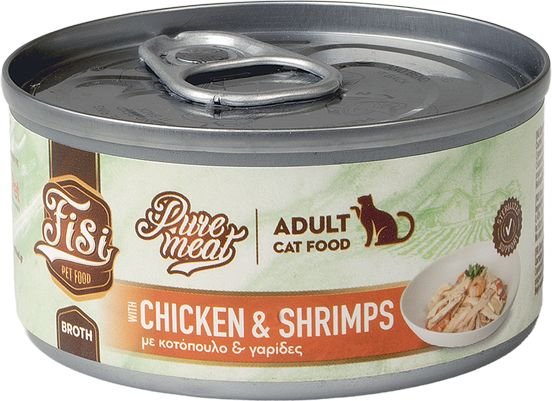 ΥΓΡΗ ΤΡΟΦΗ FISI PURE MEAT CAT ADULT ΚΟΤΟΠΟΥΛΟ - ΓΑΡΙΔΕΣ (80GR) FISI