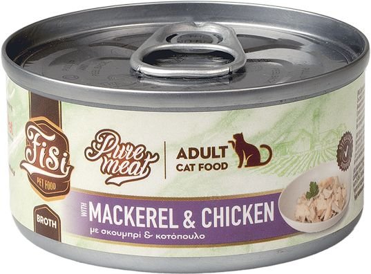 ΥΓΡΗ ΤΡΟΦΗ FISI PURE MEAT CAT ADULT ΣΚΟΥΜΠΡΙ - ΚΟΤΟΠΟΥΛΟ (80GR)