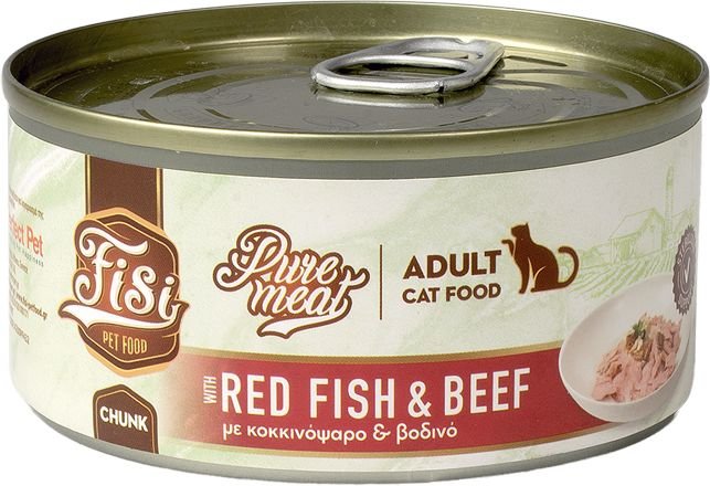 ΥΓΡΗ ΤΡΟΦΗ FISI PURE MEAT CAT ADULT ΚΟΚΚΙΝΟΨΑΡΟ - ΒΟΔΙΝΟ (170GR) FISI