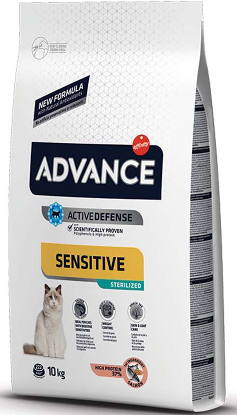 ΤΡΟΦΗ ΓΑΤΑΣ ADVANCE ADULT SENSITIVE STERILIZED ΣΟΛΟΜΟΣ (10KG)