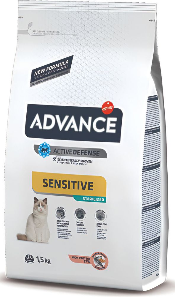 ΤΡΟΦΗ ΓΑΤΑΣ ADVANCE ADULT SENSITIVE STERILIZED ΣΟΛΟΜΟΣ (1,5KG)
