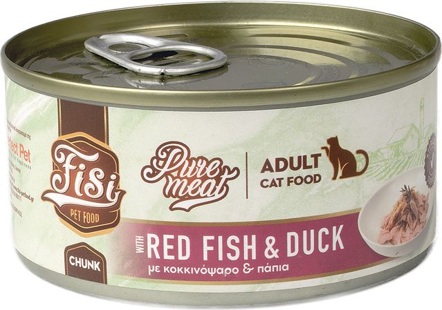 ΥΓΡΗ ΤΡΟΦΗ FISI PURE MEAT CAT ADULT ΚΟΚΚΙΝΟΨΑΡΟ - ΣΟΛΟΜΟΣ (170GR)