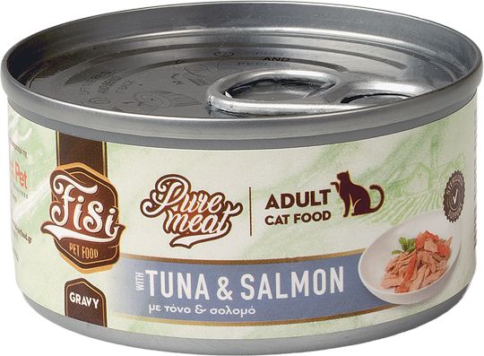 ΥΓΡΗ ΤΡΟΦΗ FISI PURE MEAT CAT ADULT ΤΟΝΟΣ - ΣΟΛΟΜΟΣ (80GR)